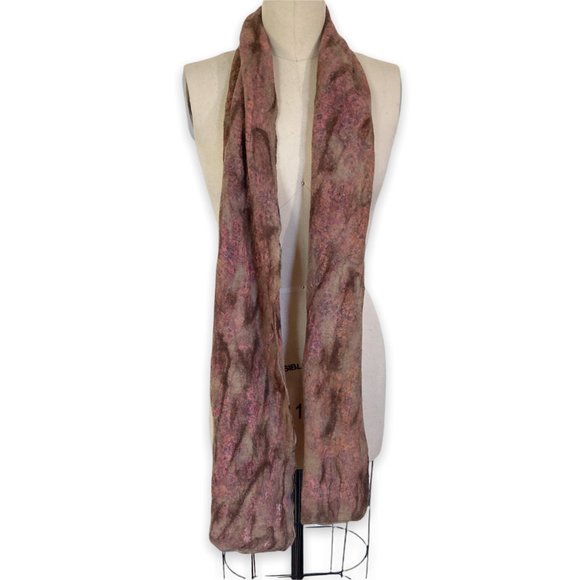 NWT Pomegranate Moon Art to Wear Nuno Felt Merino Wool Boho Print Silk Scarf OS - Picture 4 of 6